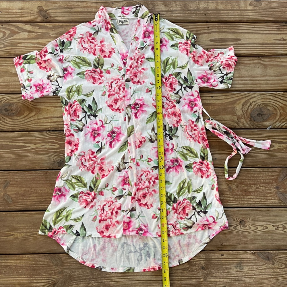 Show Me Your Mumu Floral Robe Kimono Tie Waist Cover Up S/M - Picture 2 of 7
